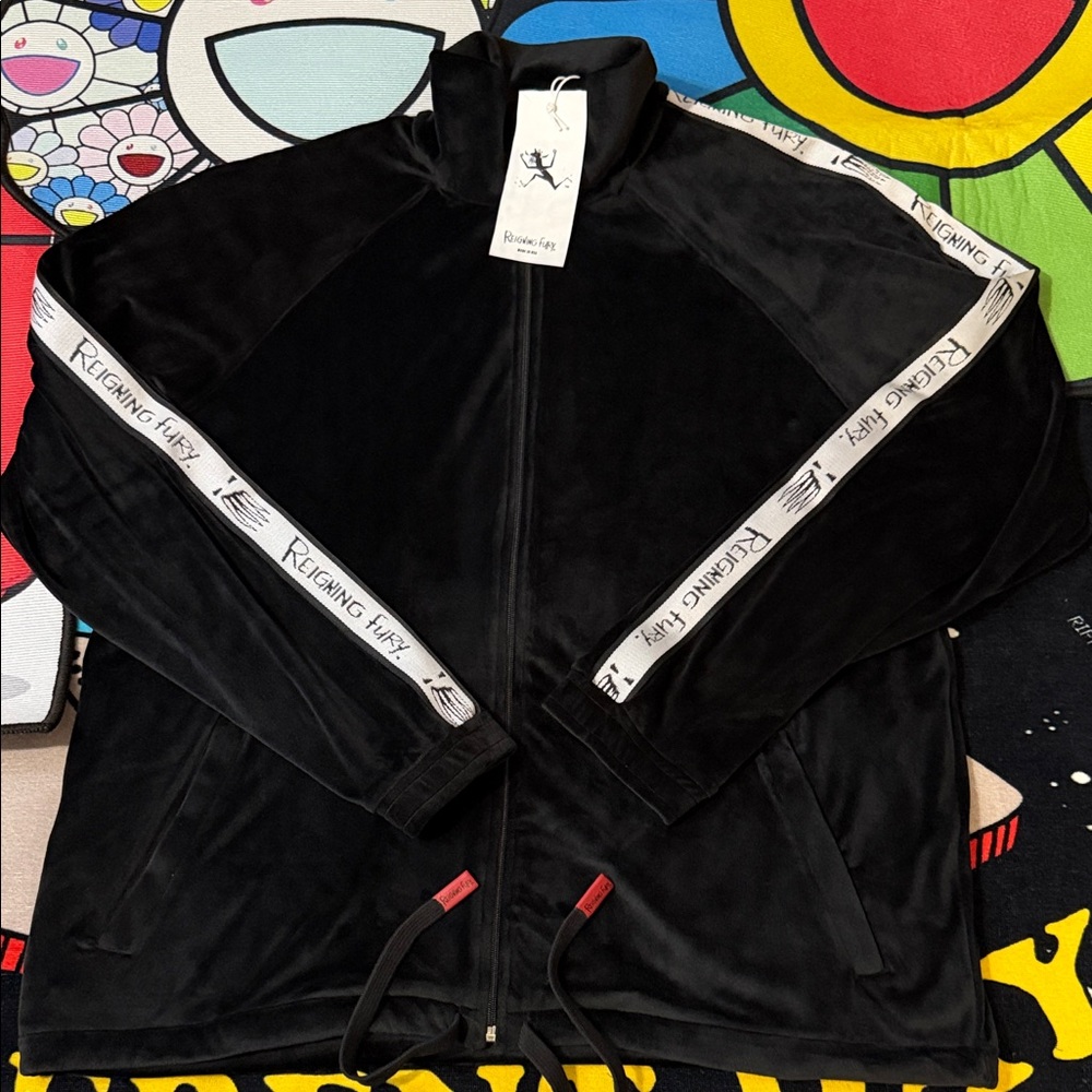 Reigning Fury Black Velour Full Zip Jacket.